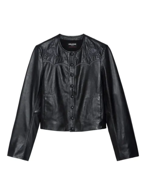 Zadig&Voltaire embroidered-details leather jacket