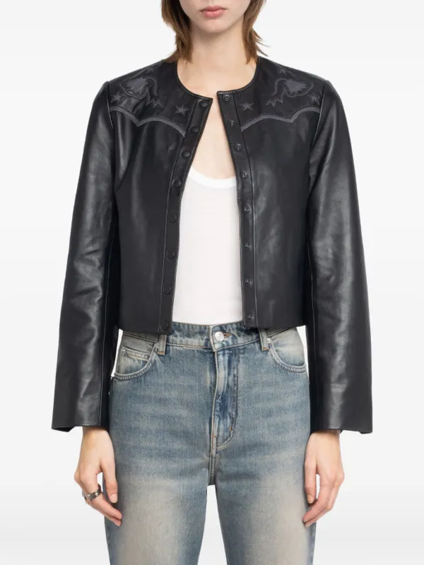 Zadig&Voltaire embroidered-details Leather Jacket | Black | FARFETCH