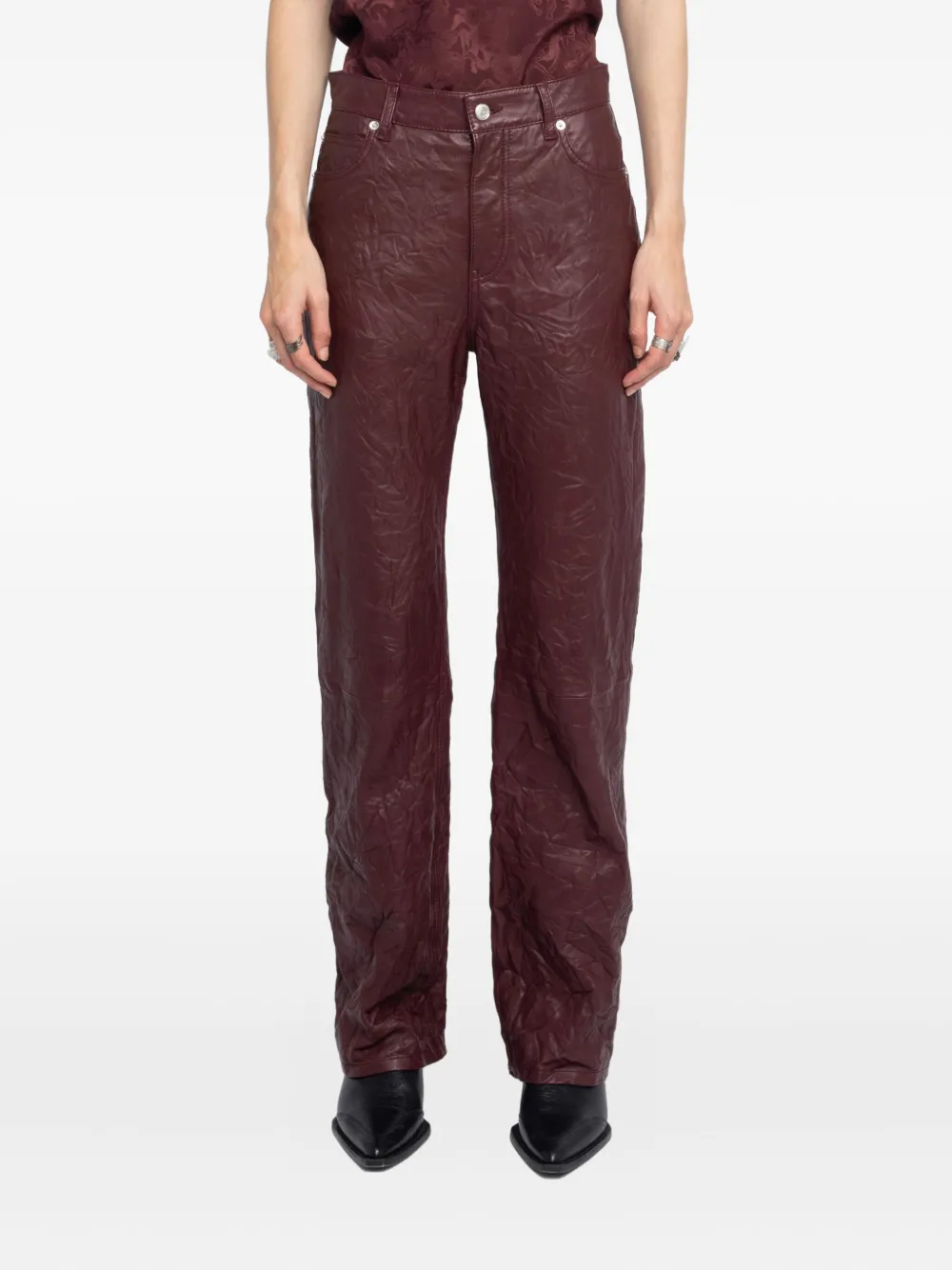Zadig&Voltaire crumpled leather trousers Bruin