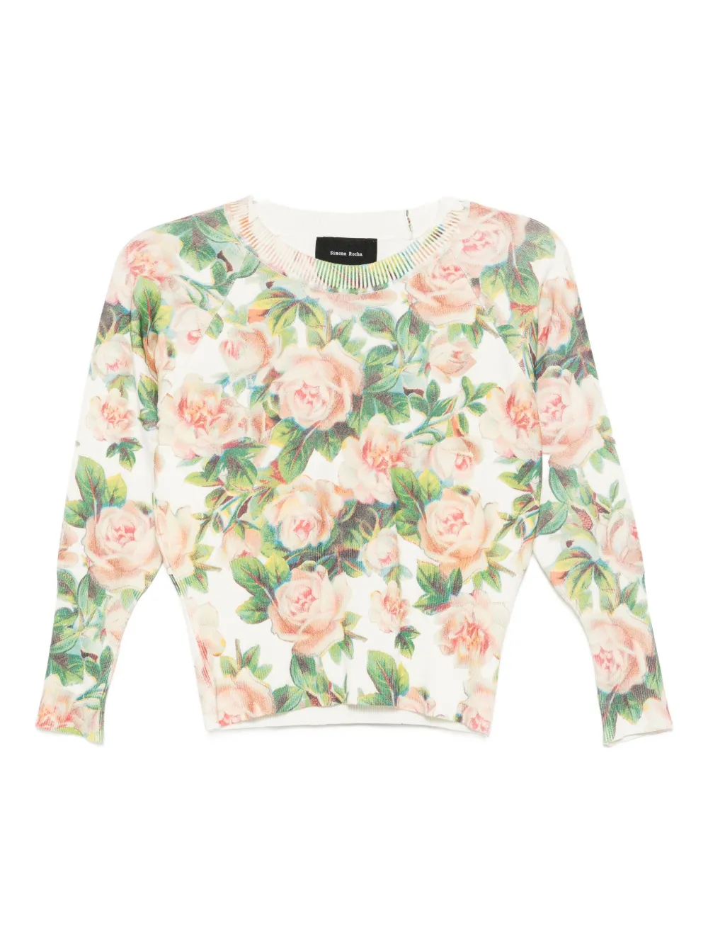Simone Rocha Floral Shrunken Top In Multi