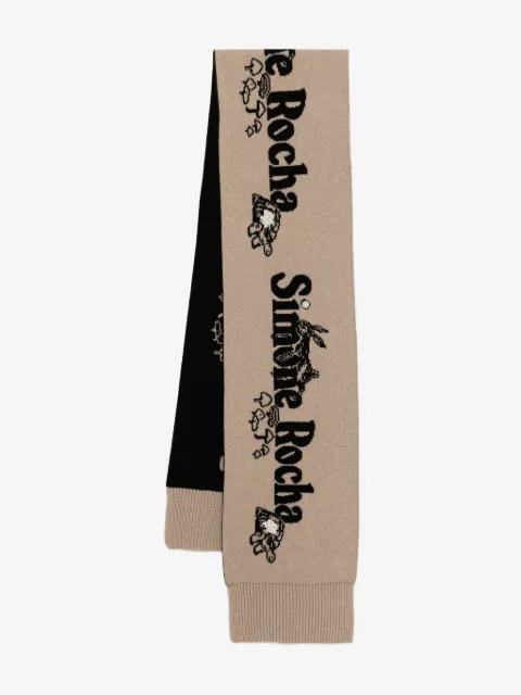 Simone Rocha long graphic logo knit scarves