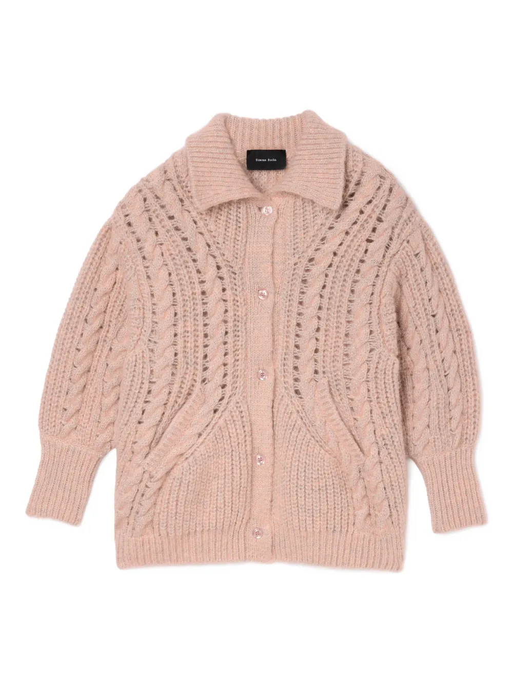 Simone Rocha cable-knit collared cardigan | Pink | Image 1