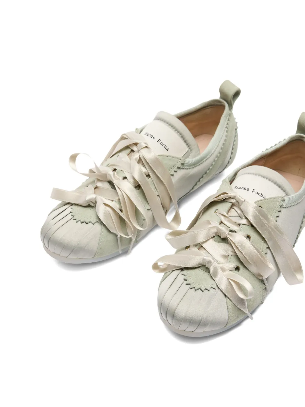 Simone Rocha Satin-ribbon Ballerina Sneakers In Green