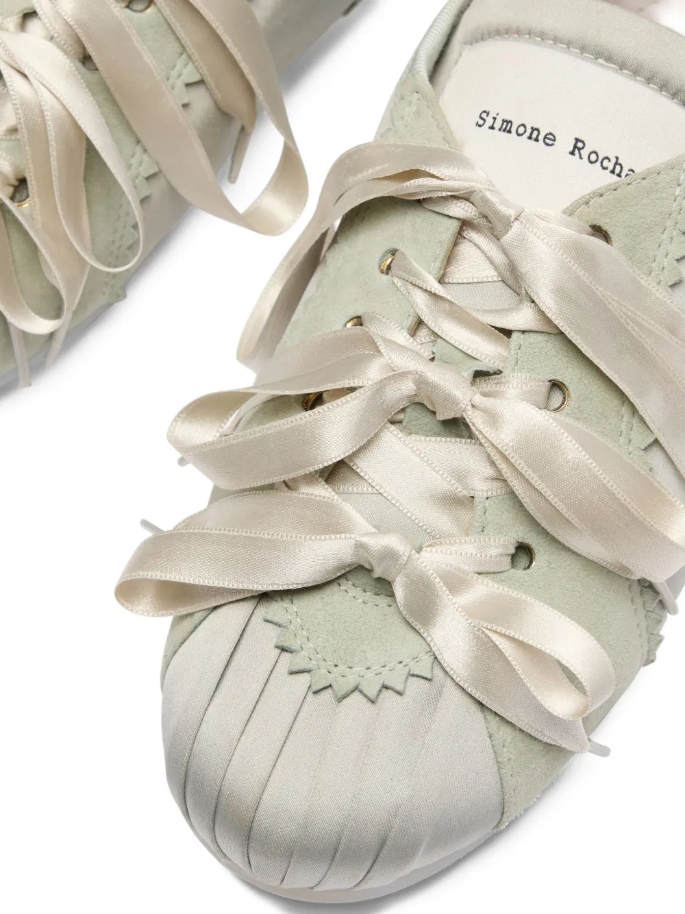 Simone Rocha Satin-ribbon Ballerina Sneakers In Green