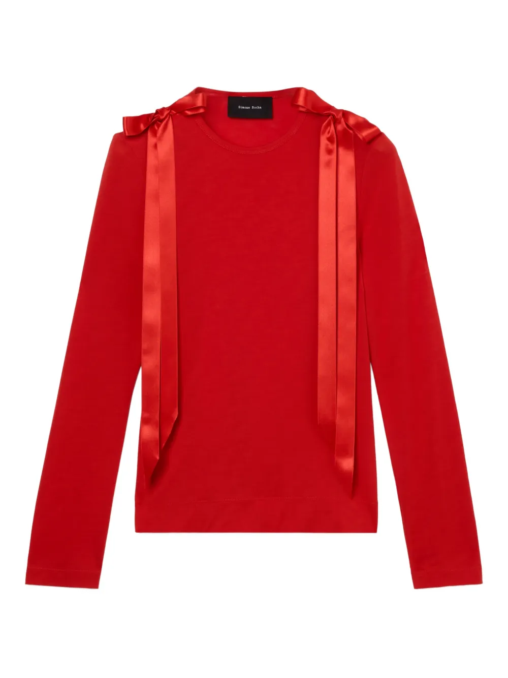 Simone Rocha T-shirt met strik en lange mouwen Rood