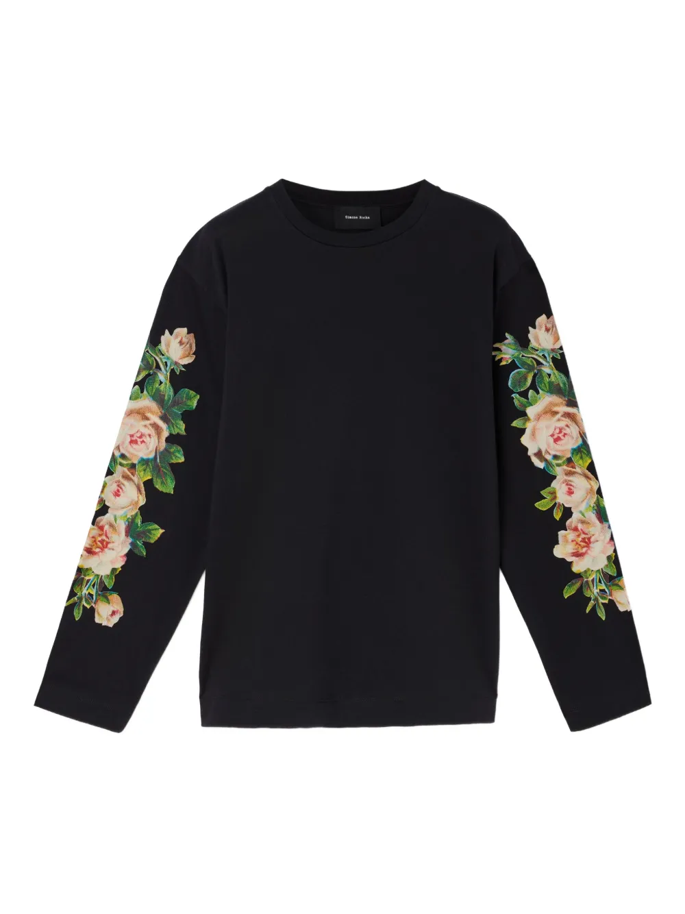 Simone Rocha T-shirt met lange mouwen en rozenprint Zwart