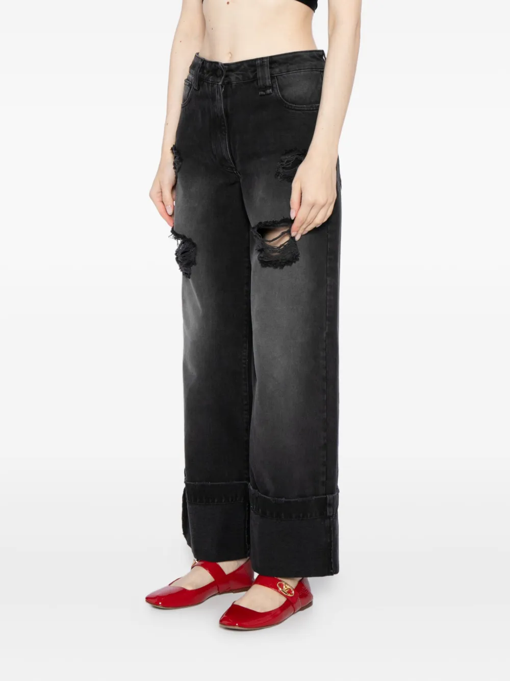 Simone Rocha Verfraaide straight jeans Zwart