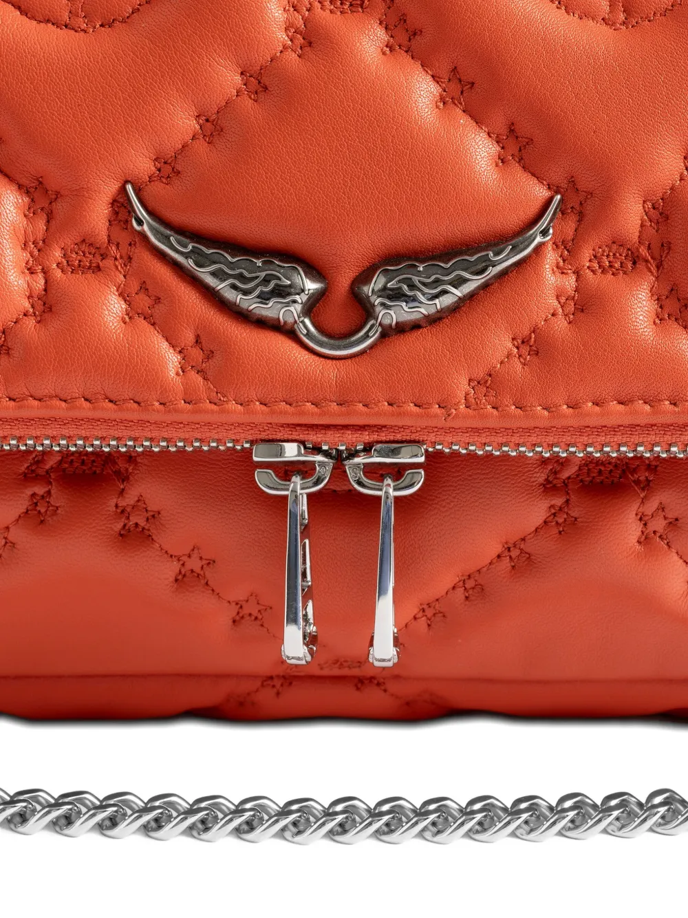 Zadig & Voltaire Quilted Chain Shoulder Bag In Orange