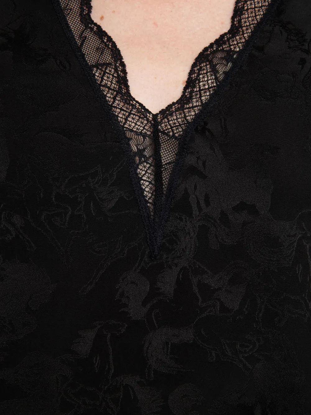 Zadig&Voltaire Mini-jurk met kanten afwerking en bloemenprint Zwart