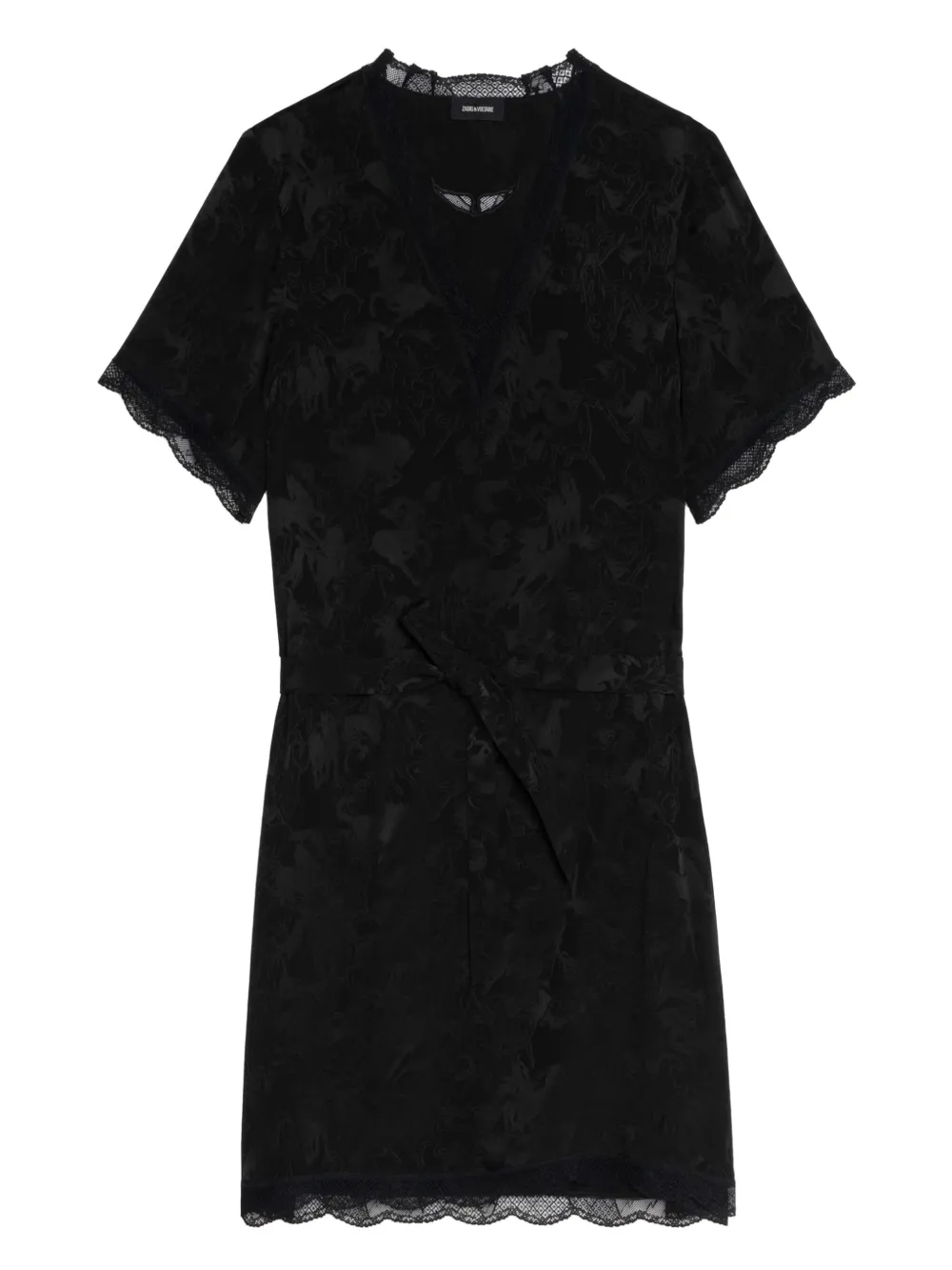 Zadig&Voltaire lace-trimmed floral-print mini dress | Black | Image 1