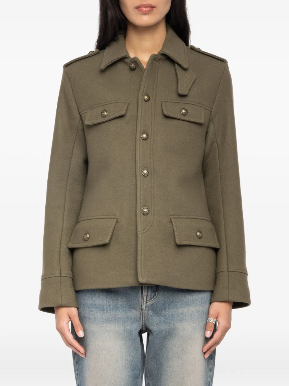Zadig&Voltaire Jack met militaire zak en knopen Groen