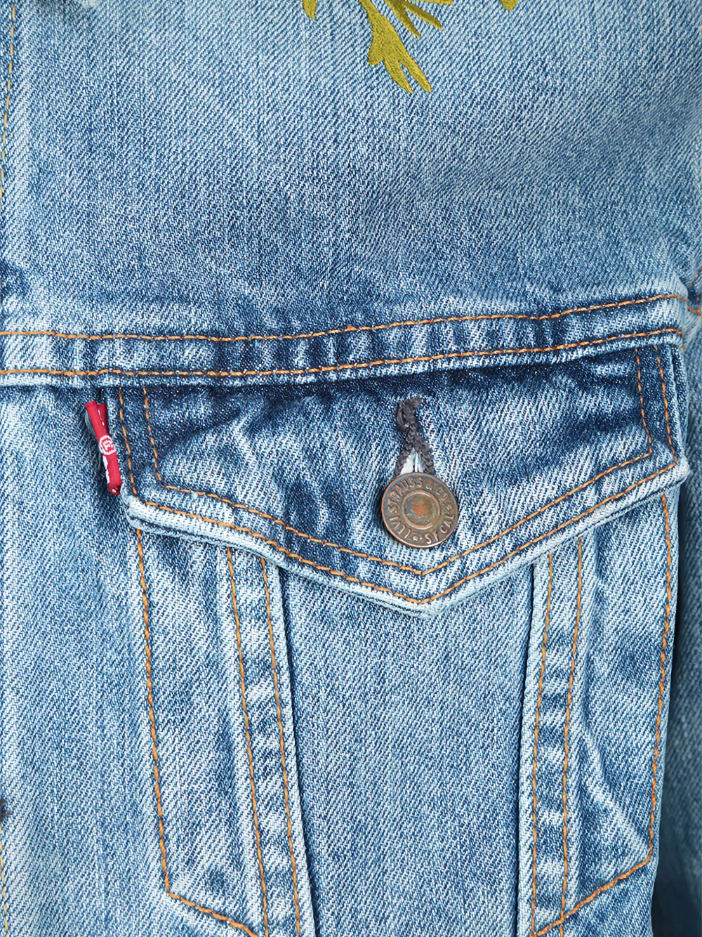Levi's floral embroidered denim jacket Blauw