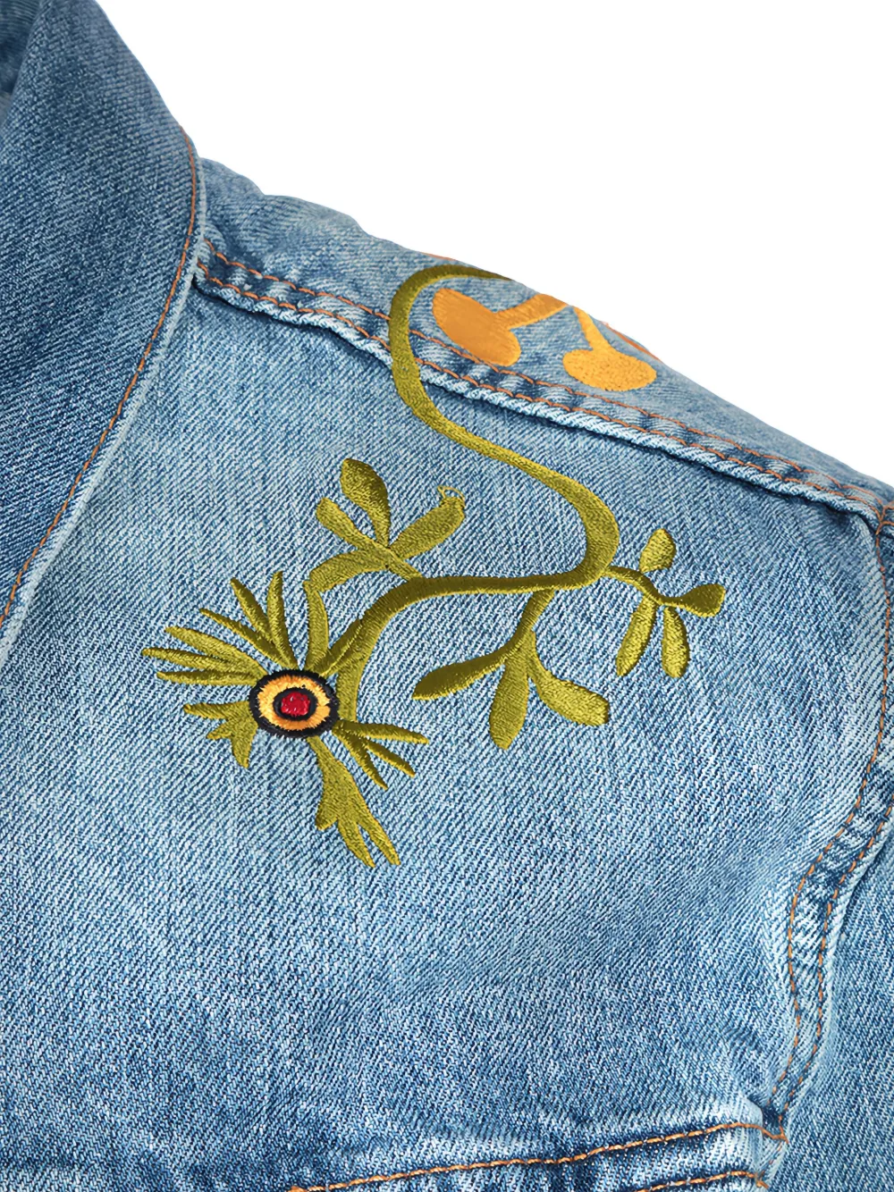 Levi's floral embroidered denim jacket Blauw