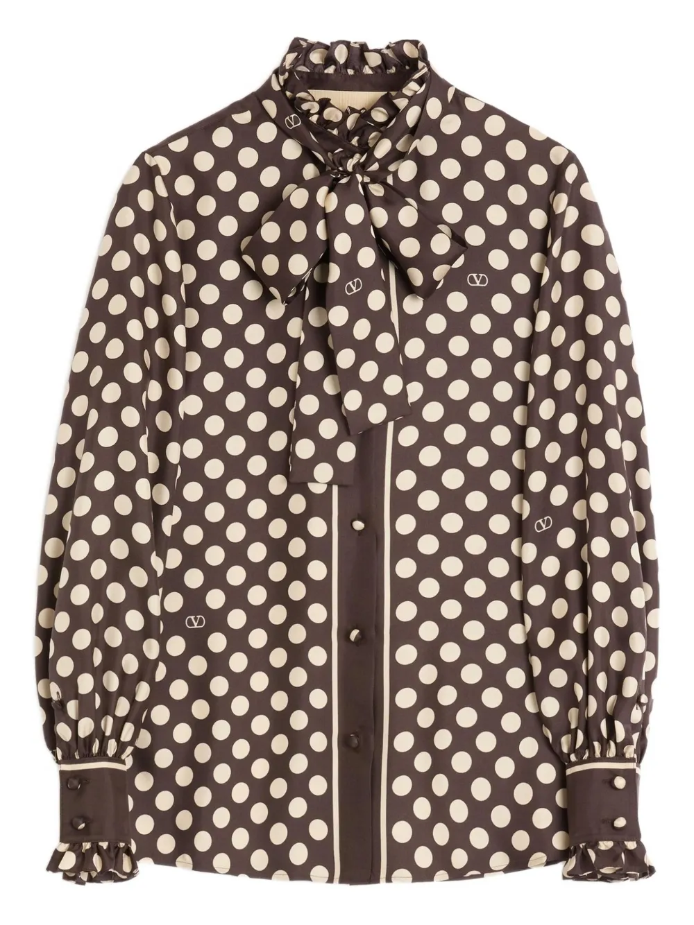 Valentino Garavani Plusdepois ラッフルシャツ - ブラウン Valentino Garavani Plusdepois ラッフルシャツ - ブラウン