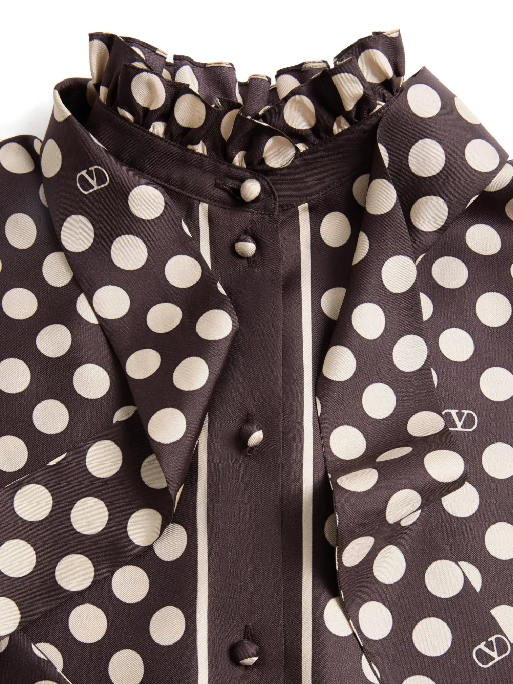 Valentino Garavani Blouse met ruches en Plus De Pois-print Bruin