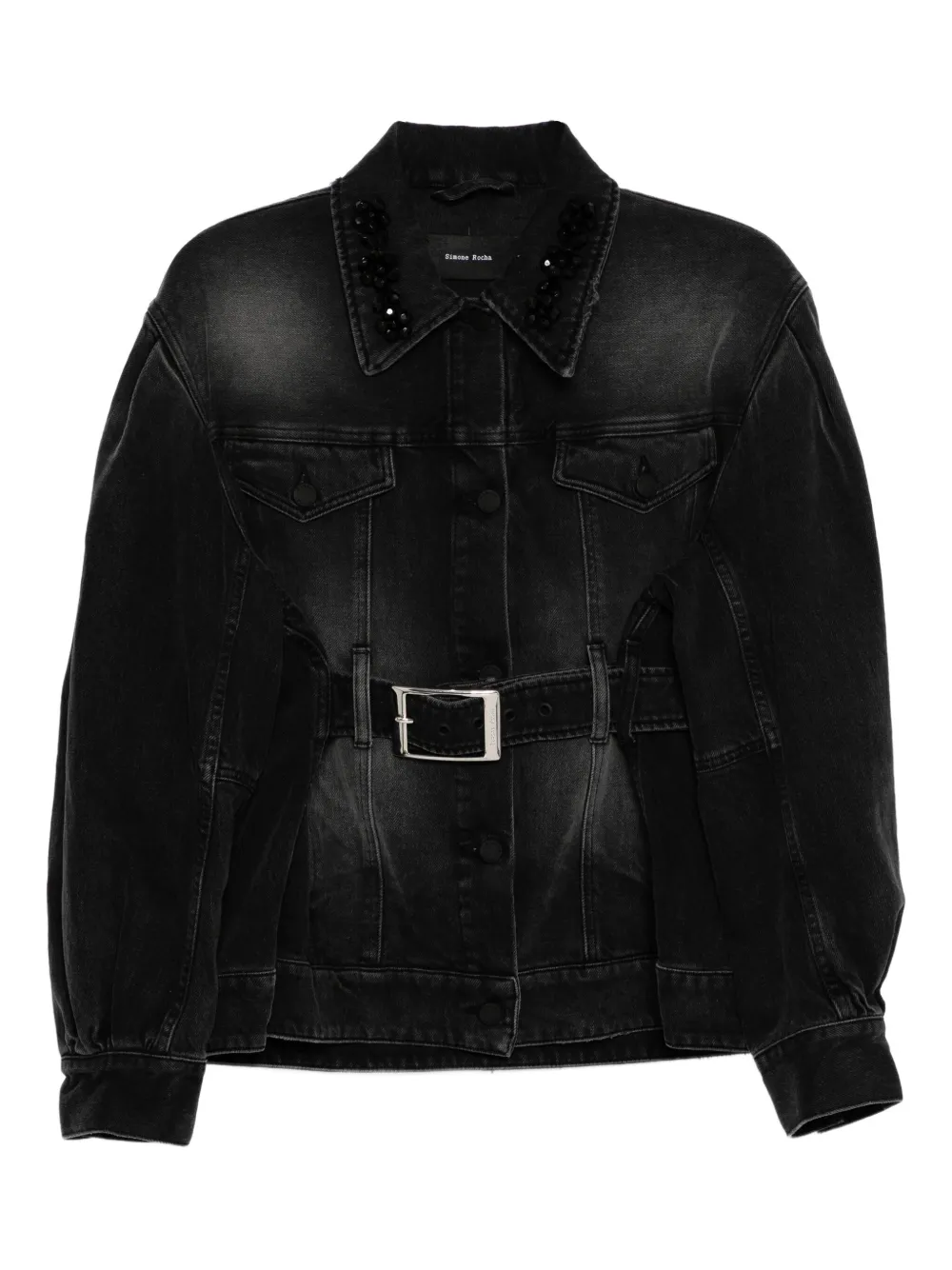 Simone Rocha embellished sculpted denim jacket | Black | Image 1
