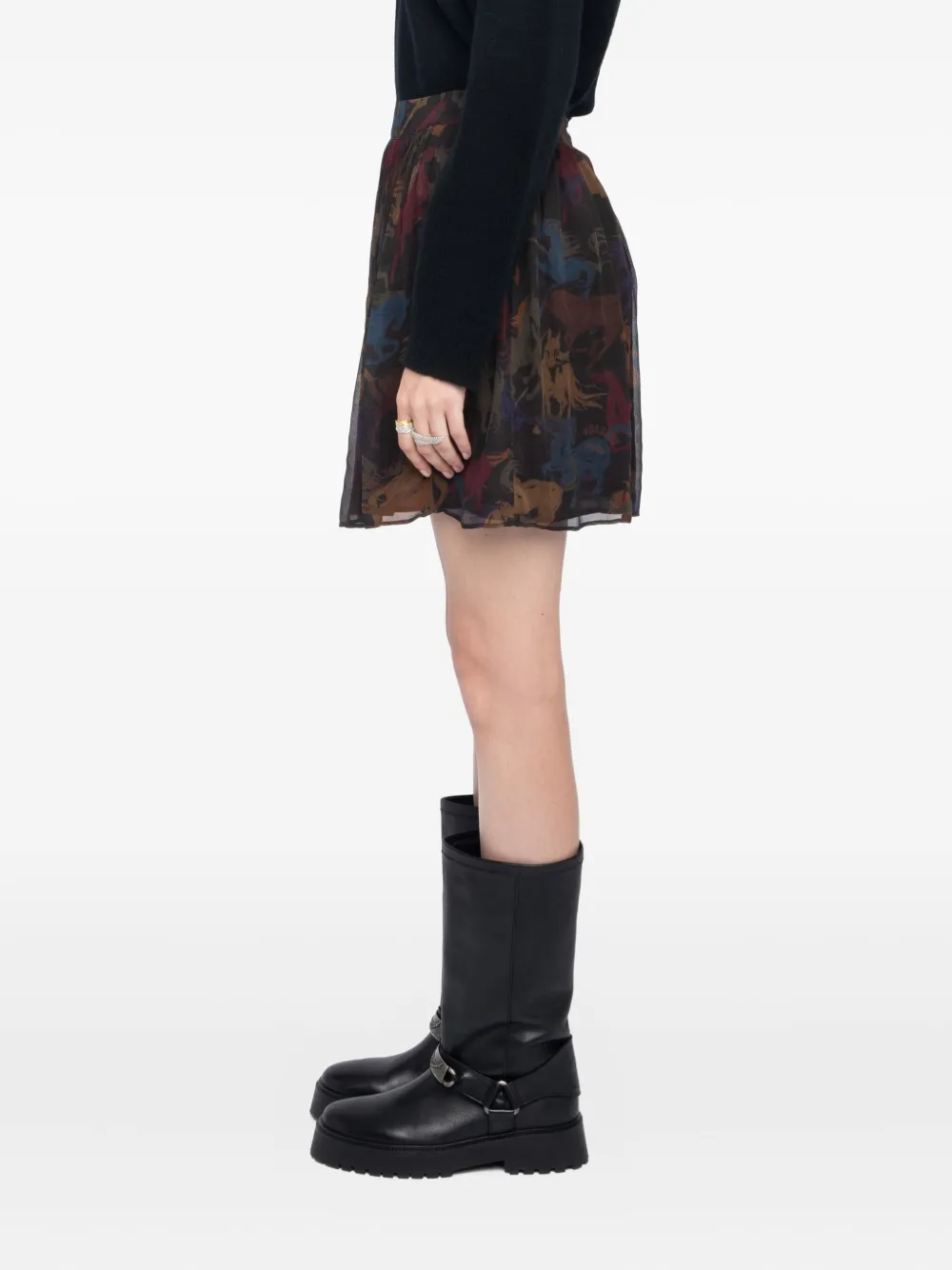 Zadig & Voltaire Jadys Mousseline Horses Skirt In Brown