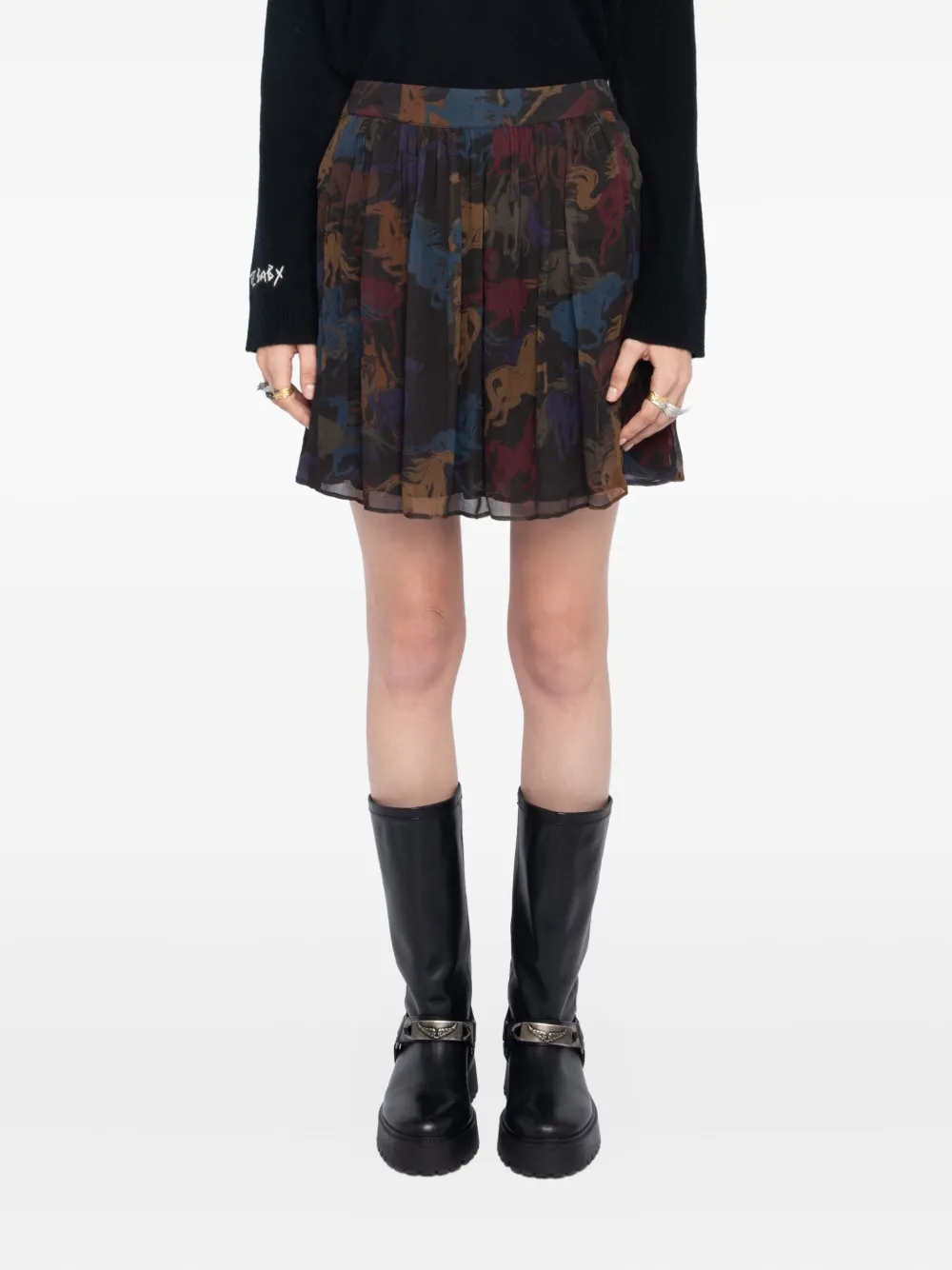 Zadig & Voltaire Jadys Mousseline Horses Skirt In Brown