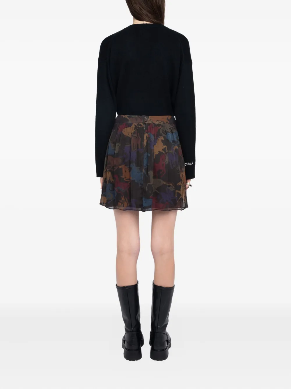 Zadig & Voltaire Jadys Mousseline Horses Skirt In Brown