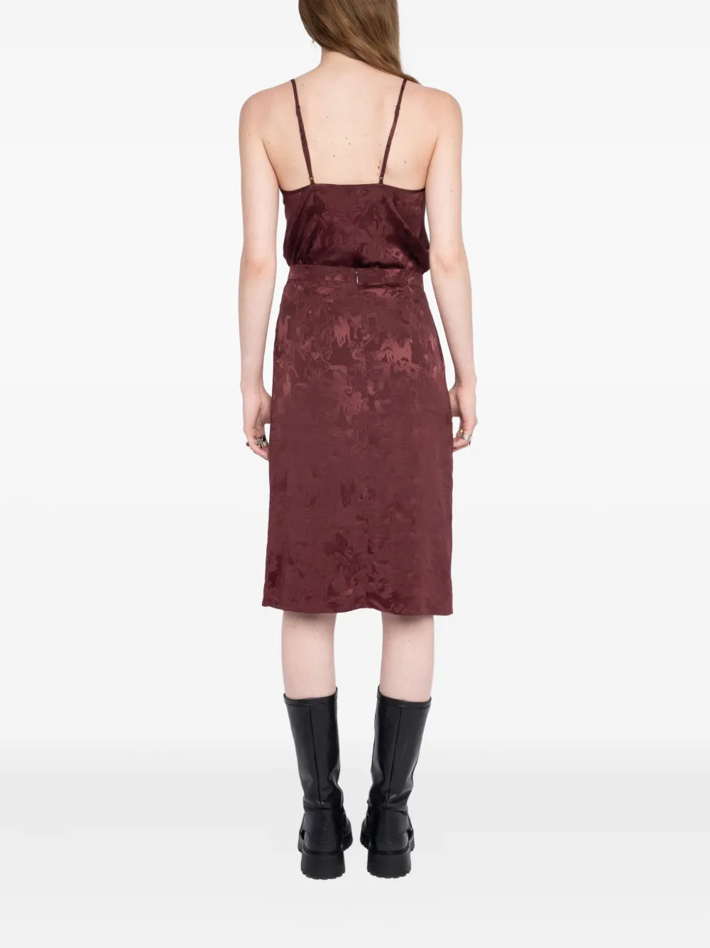 Zadig & Voltaire Floral-lace Horse-motif Skirt In Red