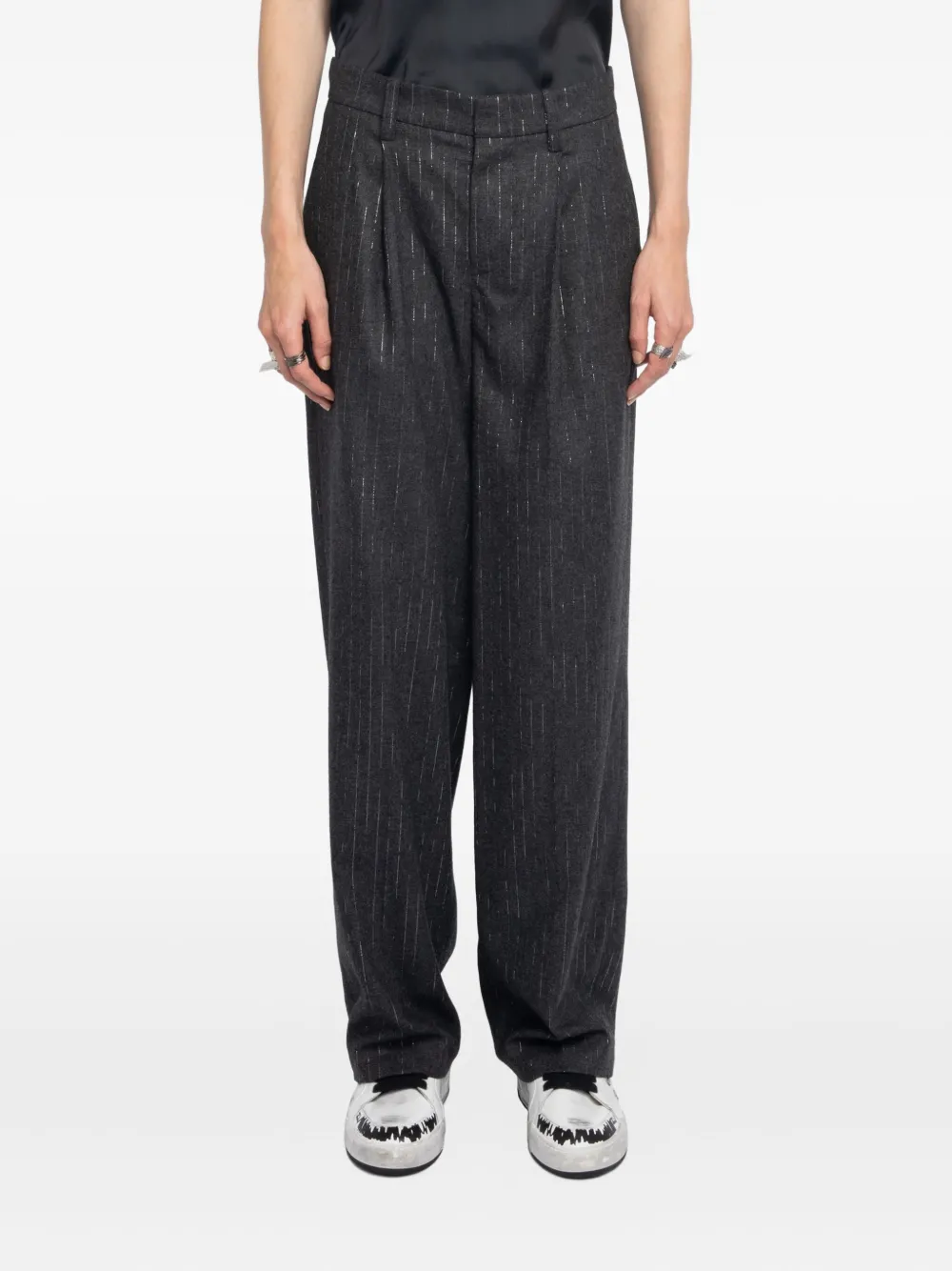 Zadig&Voltaire pleated pinstripe trousers Zwart