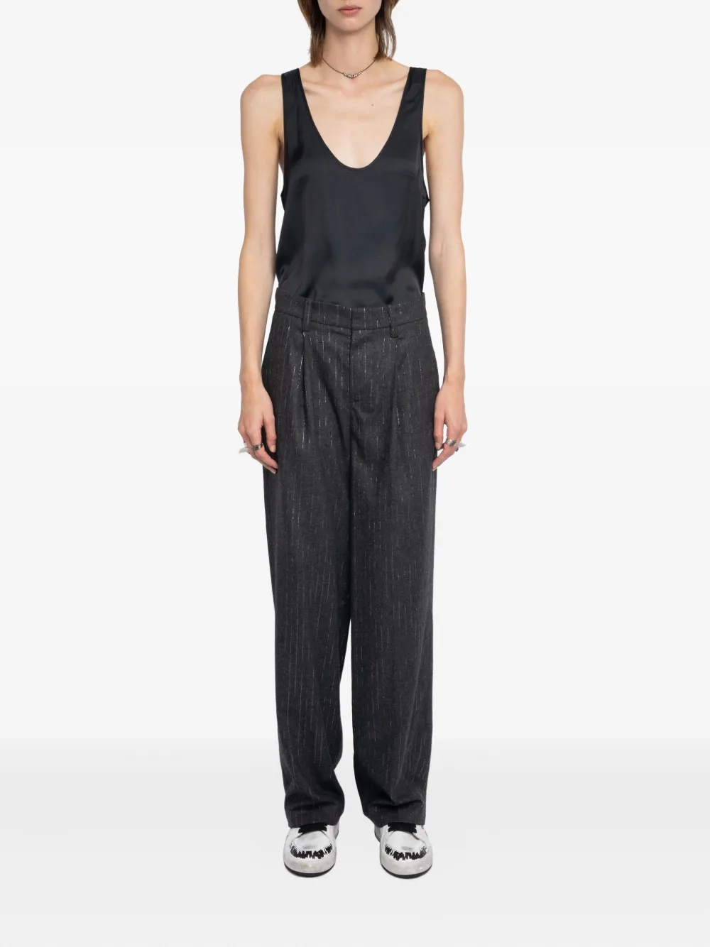 Zadig&Voltaire pleated pinstripe trousers - Zwart