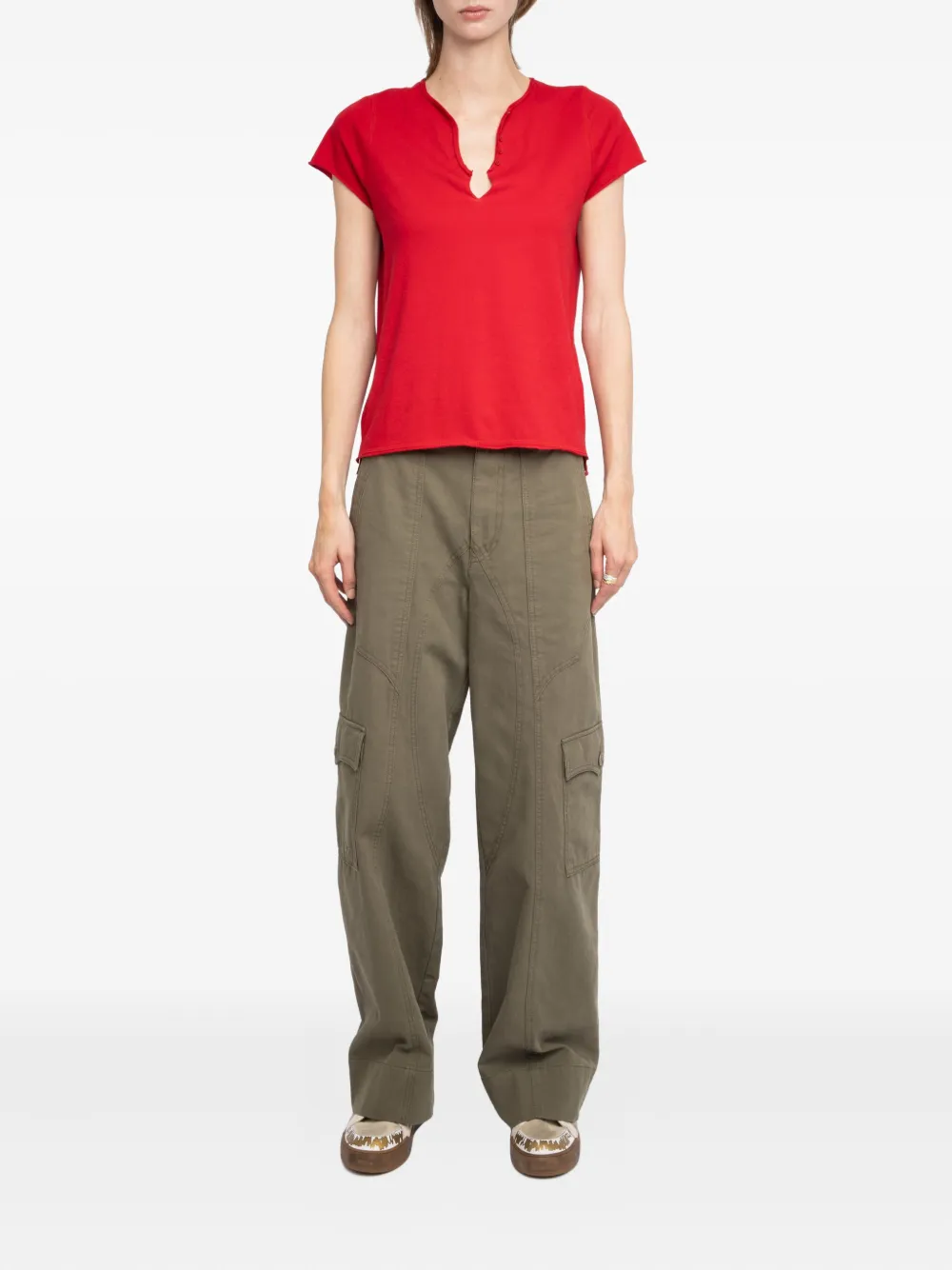 Zadig&Voltaire button-detail short-sleeve T-shirt Rood