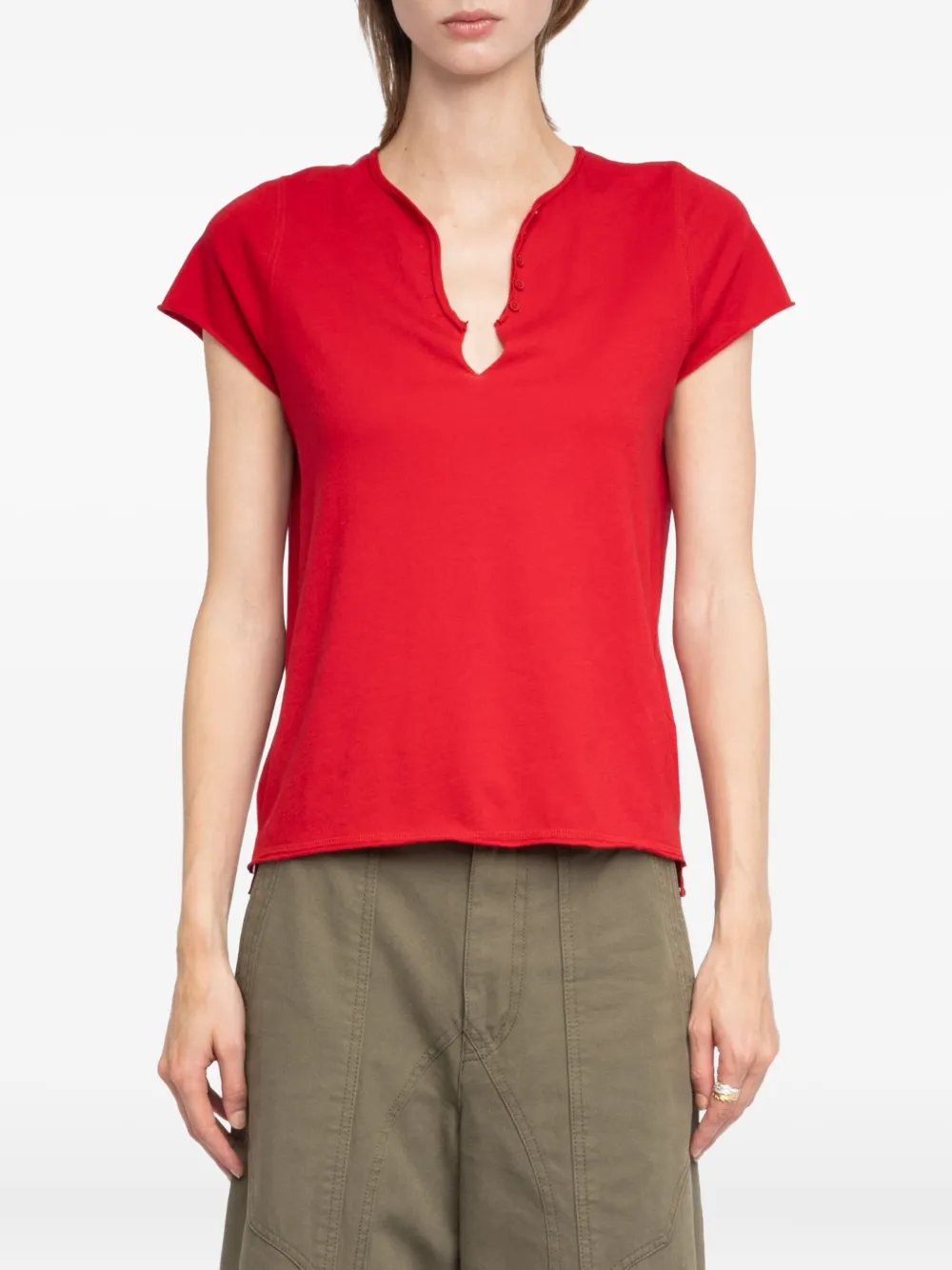 Zadig&Voltaire button-detail short-sleeve T-shirt Rood