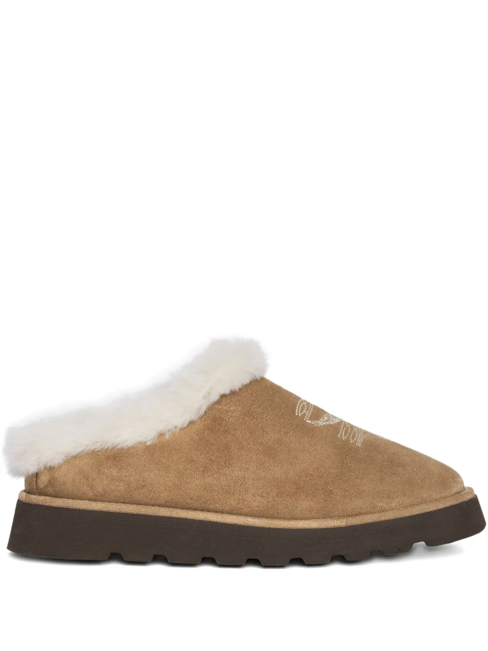 Zadig&Voltaire embroidered fur-trimmed mules | Brown | Image 1