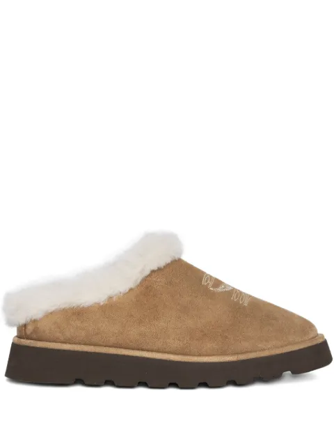 Zadig&Voltaire embroidered fur-trimmed mules