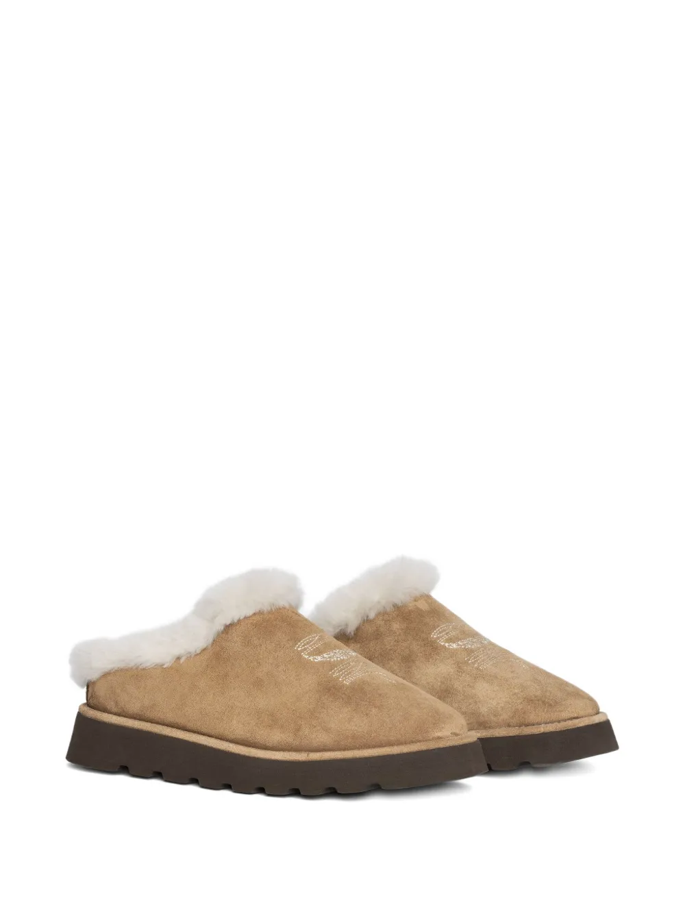 Zadig&Voltaire embroidered fur-trimmed mules | Flat Mules | Image 2