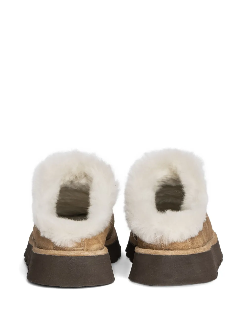 Zadig & Voltaire Embroidered Fur-trimmed Mules In Brown