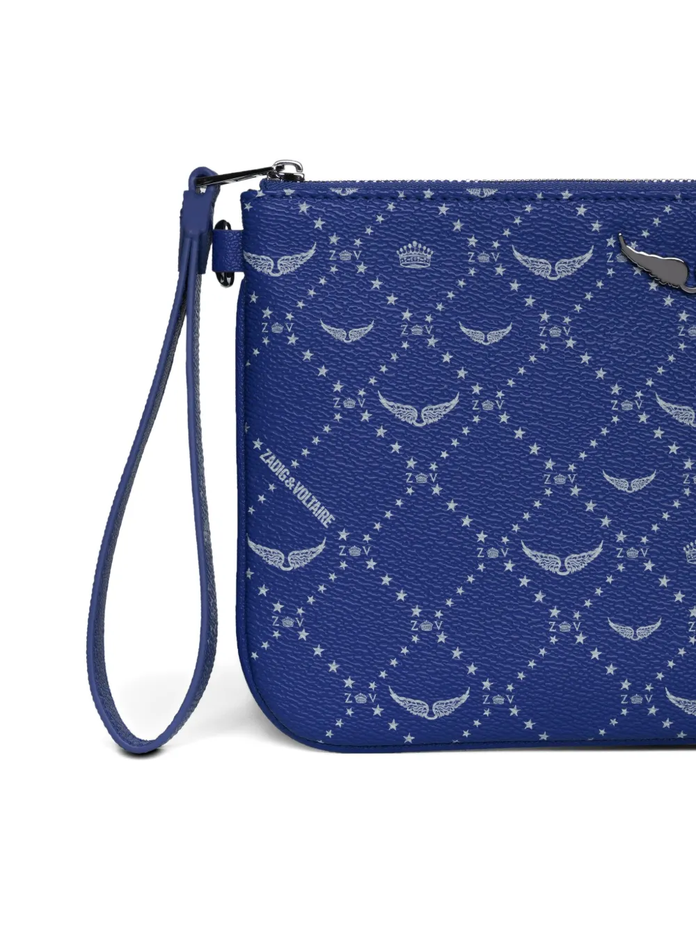 Zadig & Voltaire Wings-logo Stars Clutch Bag In Blue