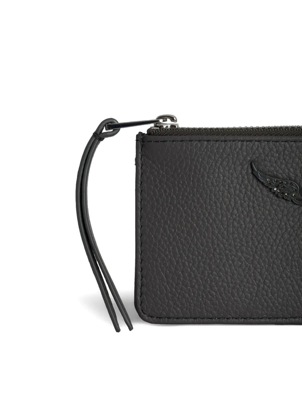 Zadig & Voltaire Wings-detail Top-zip Wallet In Black