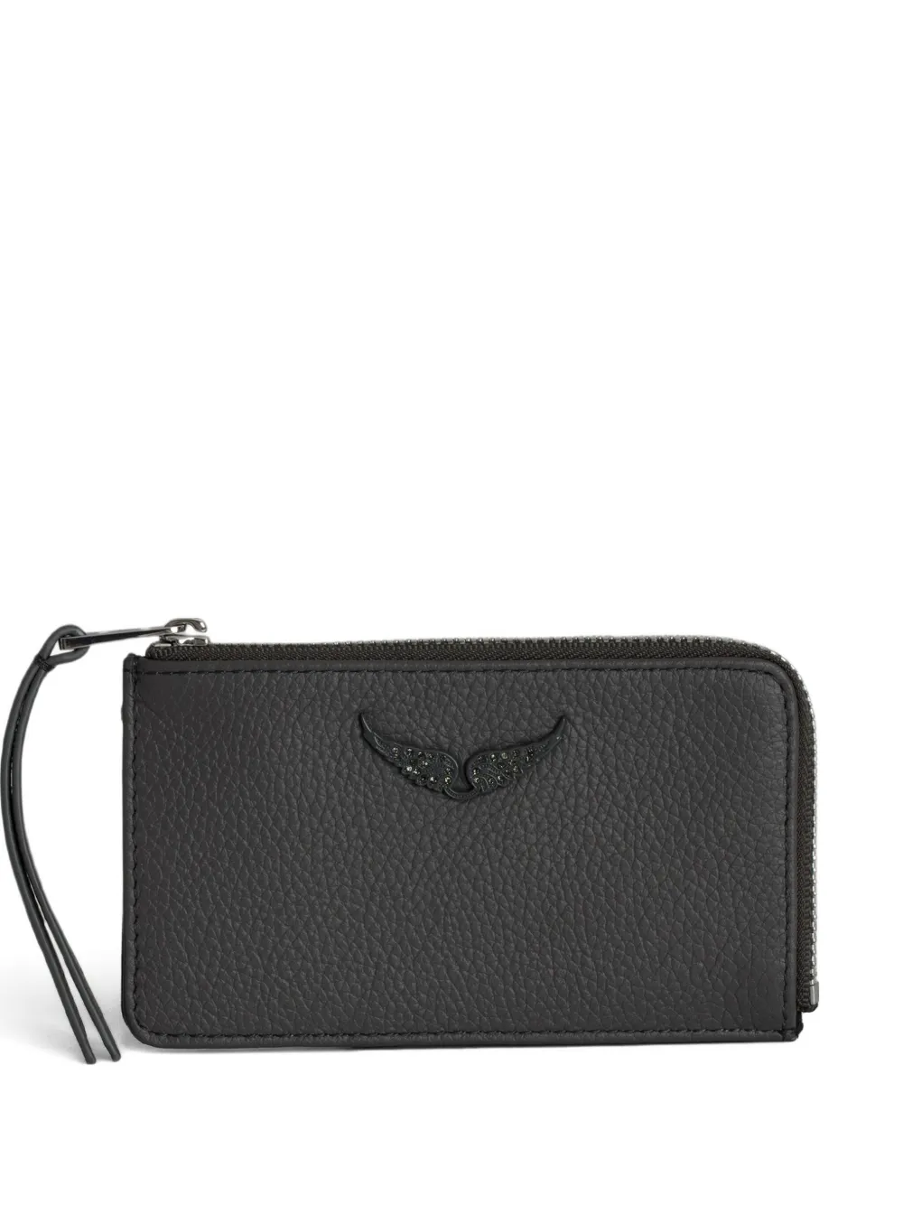 Zadig & Voltaire Wings-detail Top-zip Wallet In Black