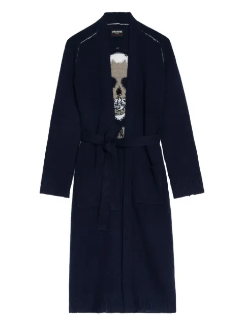 Zadig&Voltaire Salonny skull-intarsia belted cardi-coat