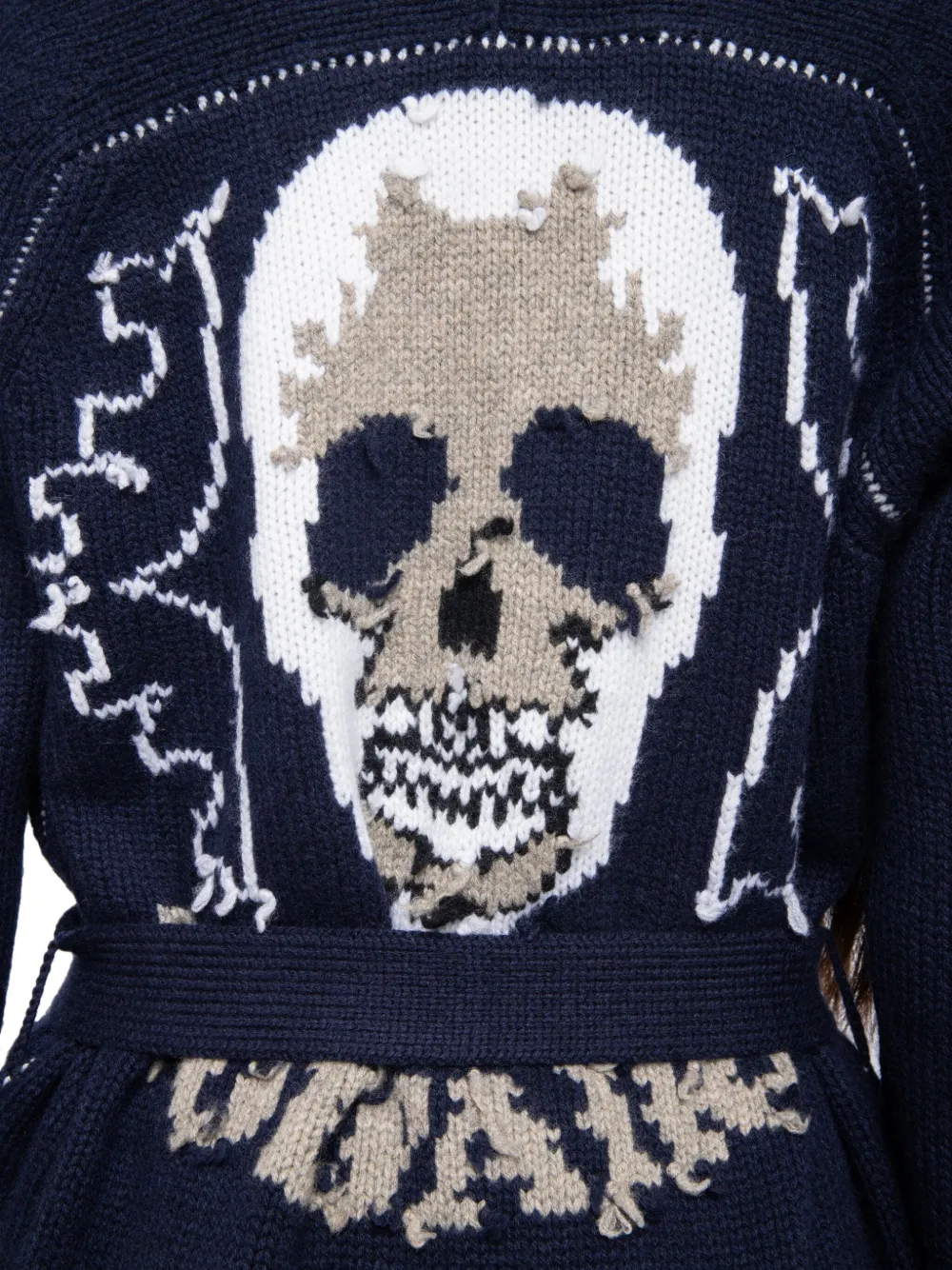 Zadig&Voltaire Salonny skull-intarsia belted cardi-coat Blauw