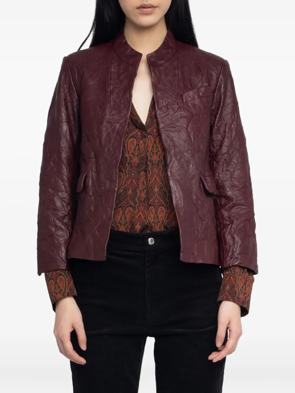 Zadig&Voltaire Gekreukt leren jack Rood