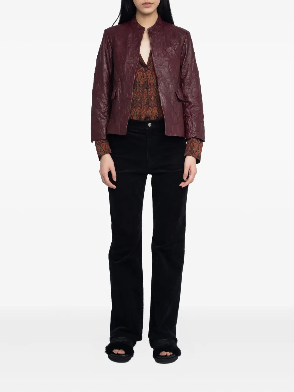 Zadig&Voltaire Gekreukt leren jack Rood