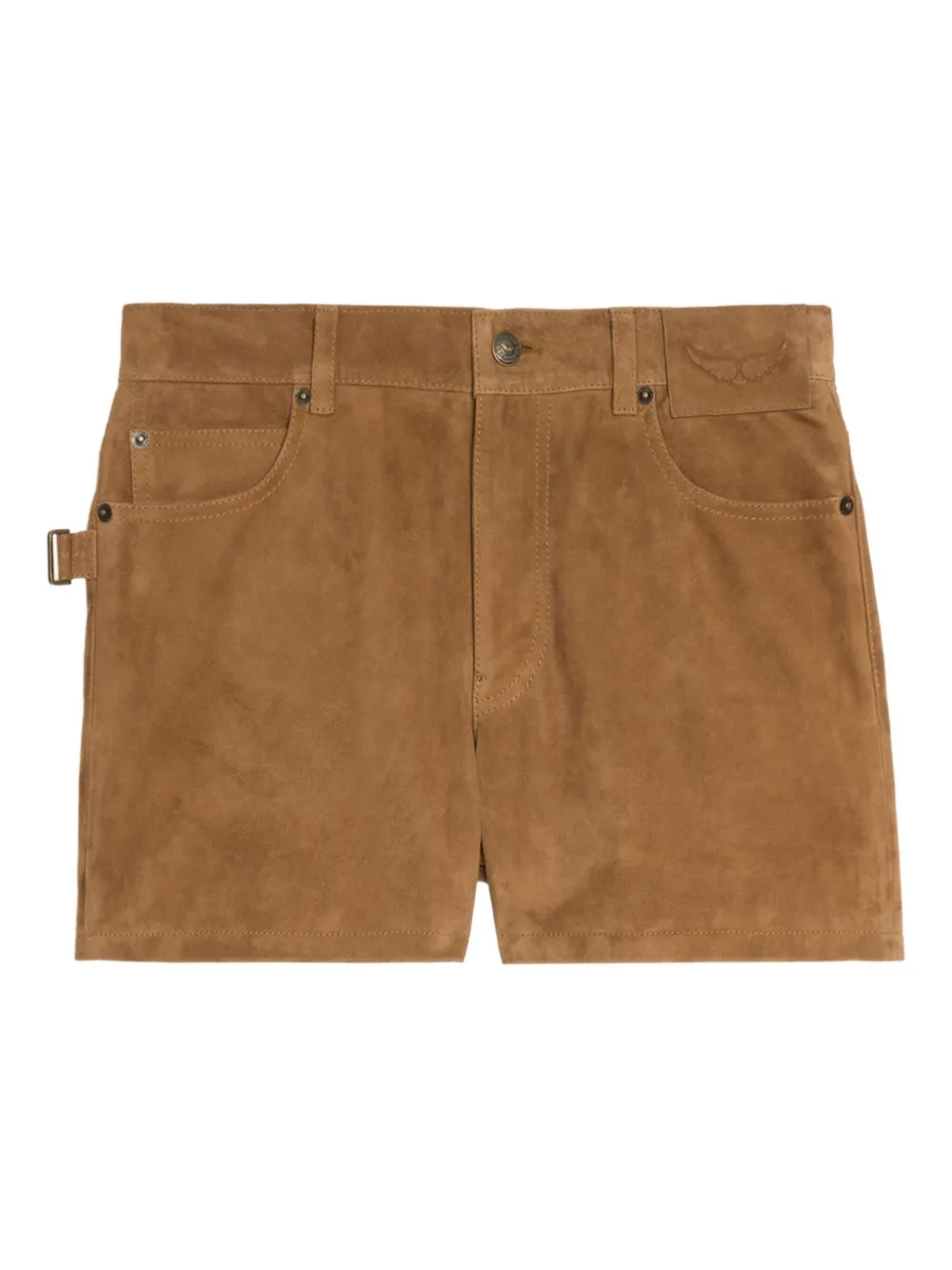Zadig & Voltaire Buckle-fastening Suede Shorts In Brown