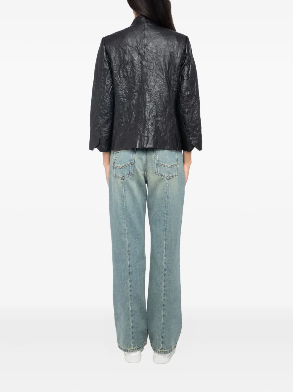 Zadig&Voltaire Veryn Crinkle leren blazer Zwart