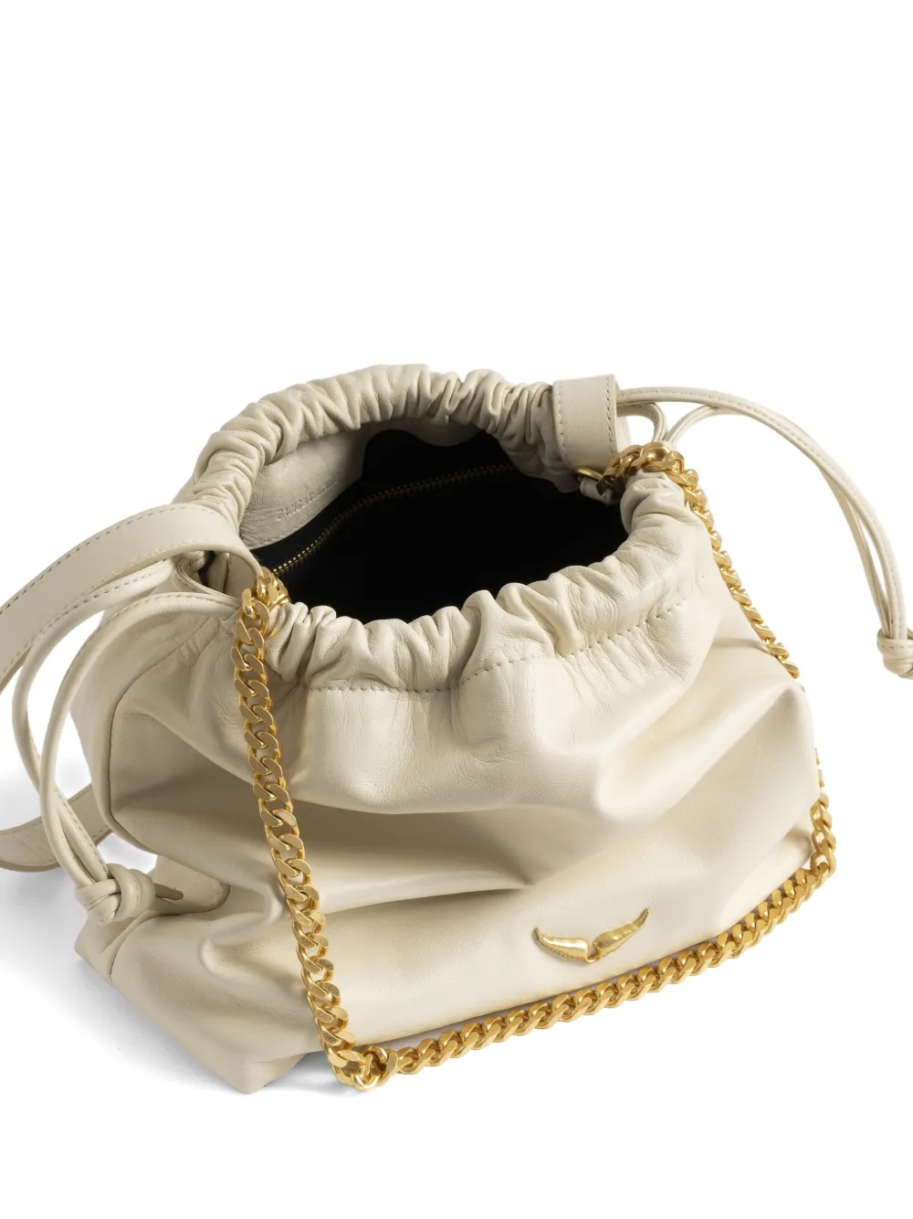Zadig & Voltaire Chain-embellished Drawstring Bag In Neutral