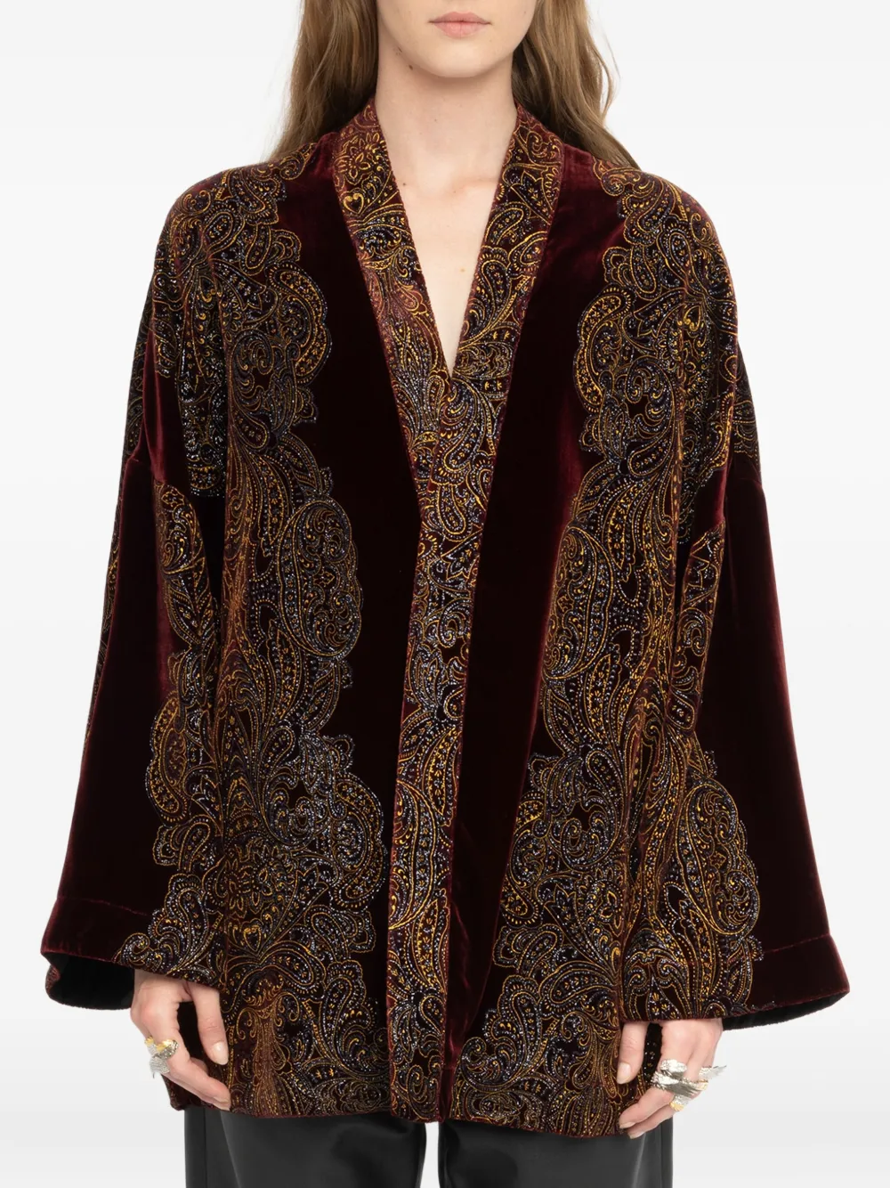 Zadig&Voltaire Fluwelen jack met paisley-print Rood