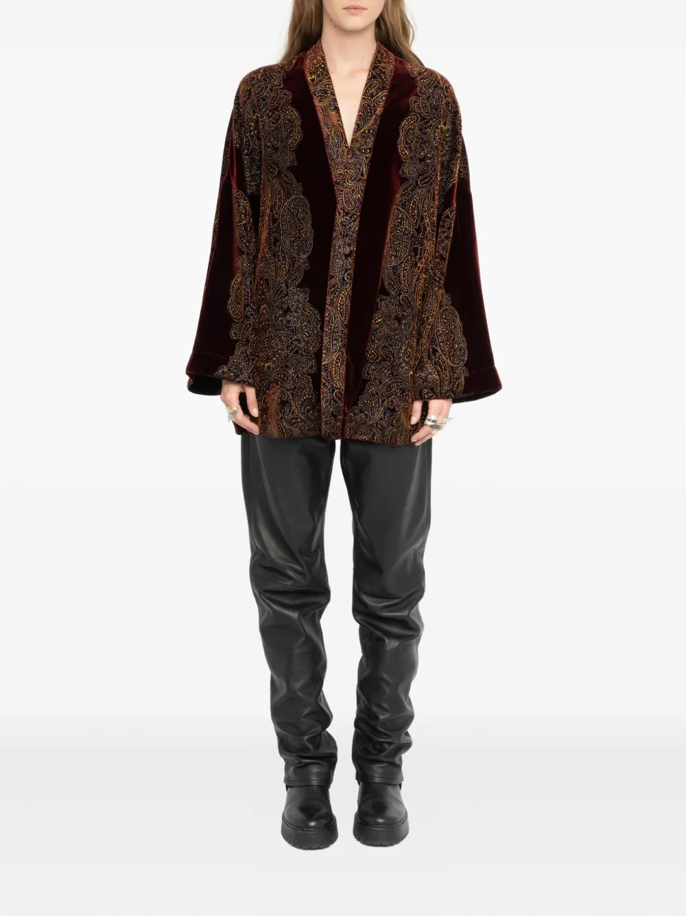 Zadig&Voltaire paisley-print velvet-effect jacket - Rood