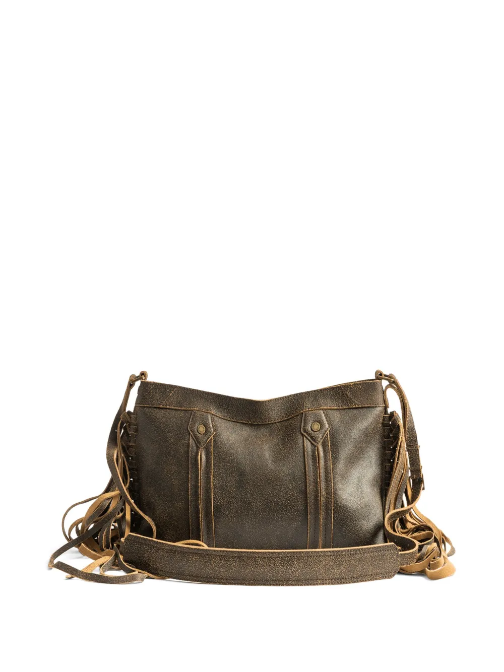 Zadig & Voltaire Sunny Moody Fringe Shoulder Bag In Brown