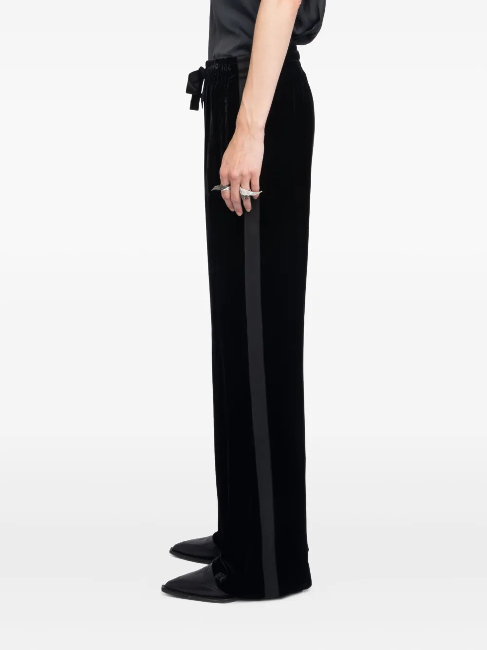 Zadig & Voltaire Poma Velvet Side-stripe Trousers In Black