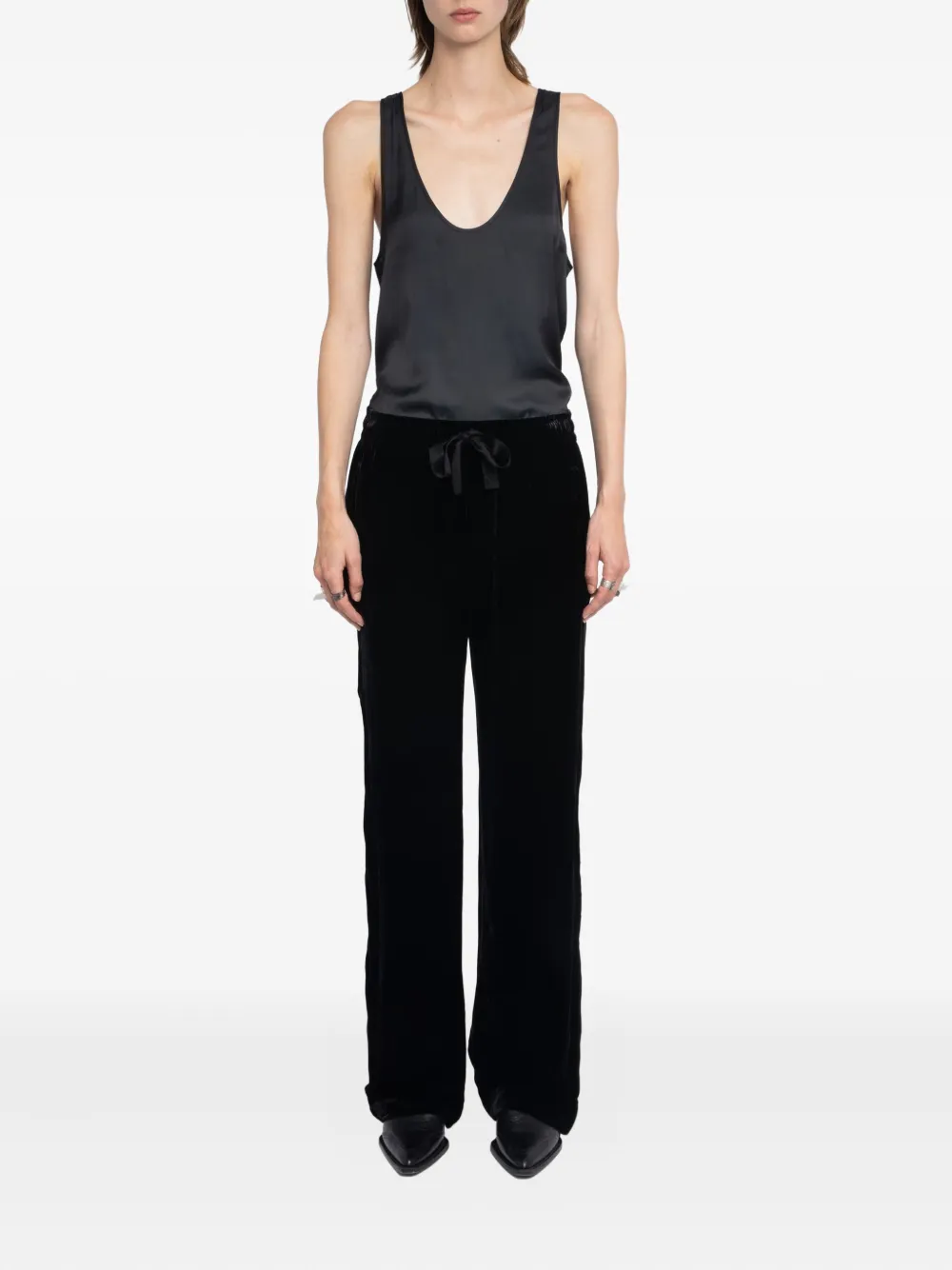 Zadig&Voltaire Poma velvet side-stripe trousers - Zwart
