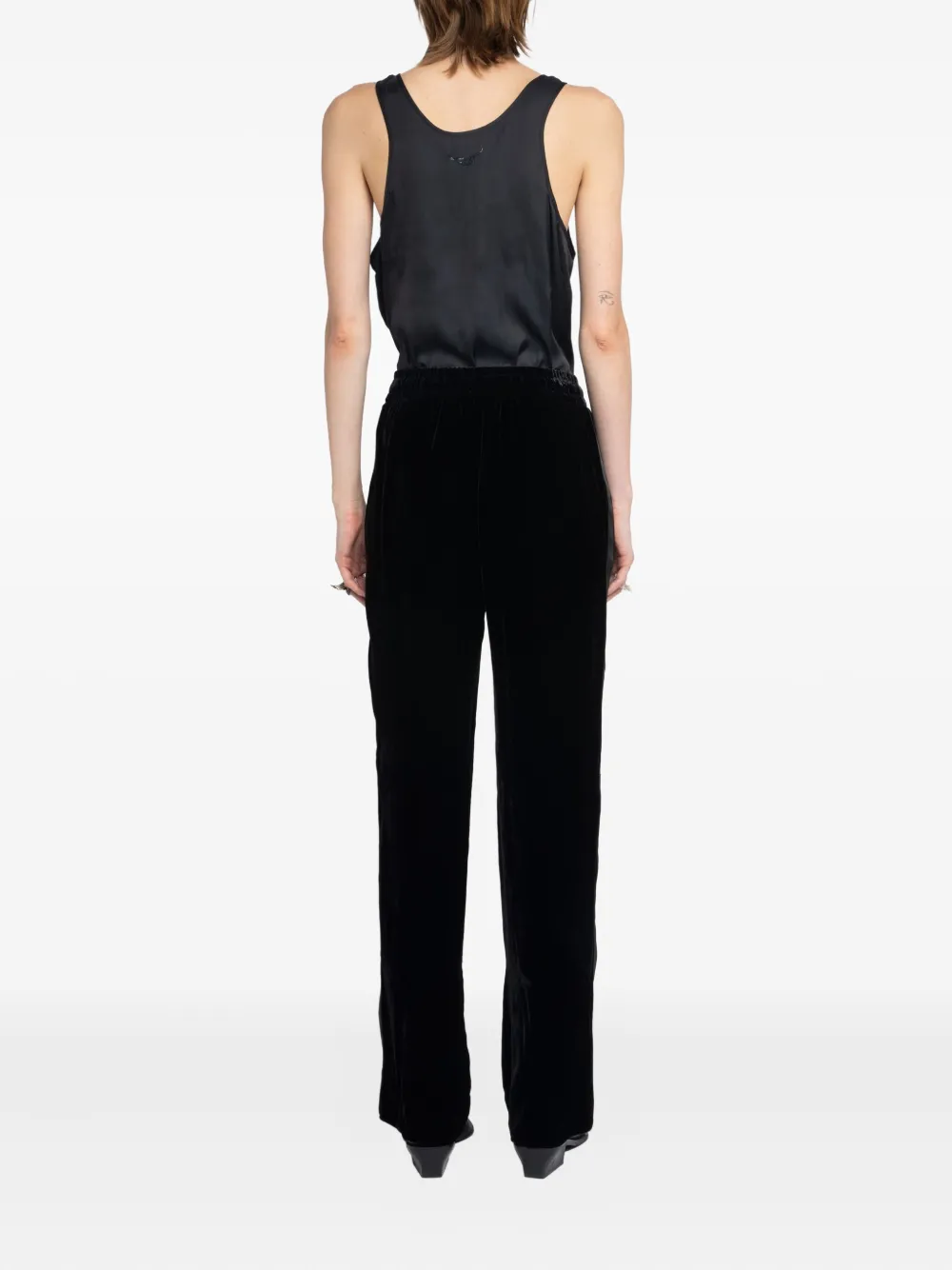 Zadig & Voltaire Poma Velvet Side-stripe Trousers In Black