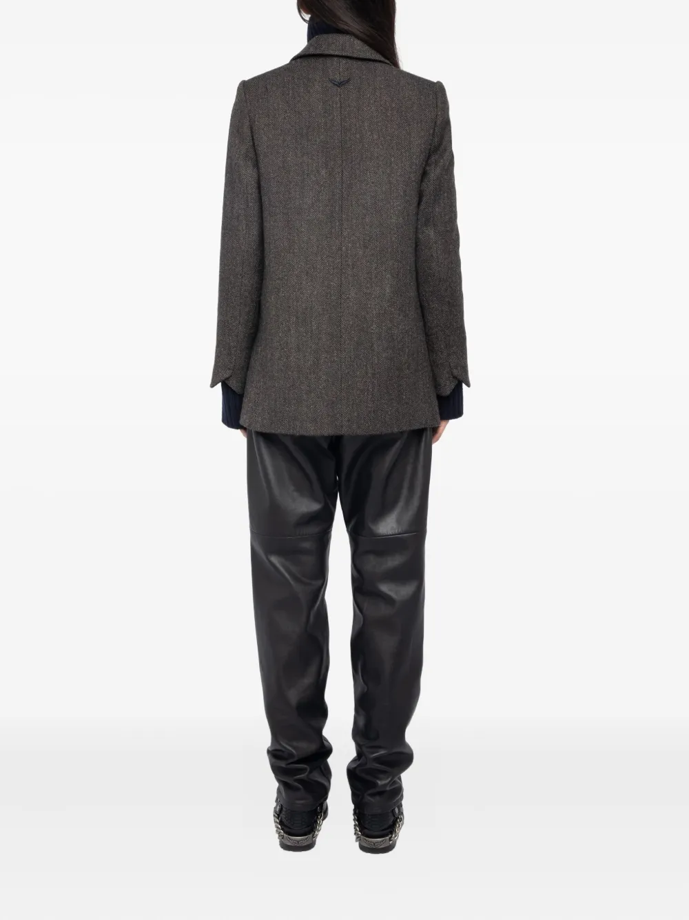 Zadig & Voltaire Herringbone Double-breasted Coat In Brown