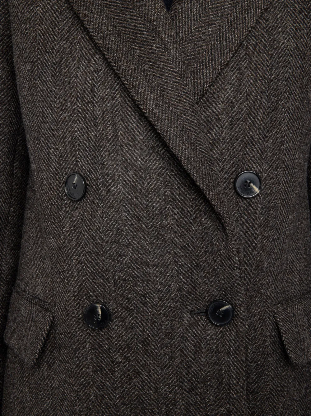 Zadig & Voltaire Herringbone Double-breasted Coat In Brown